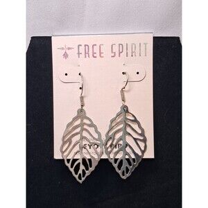 Peyote Bird Large Filigree Leaf Earrings 925 Sterling Silver 2" Drop NWT